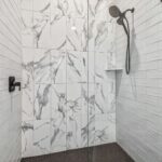 Shower Area with Marble Tiles